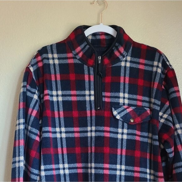 🔥LAST DAY! vintage ralph lauren chaps shacket jacket plaid 1/4 zip mens size L - Picture 3 of 5